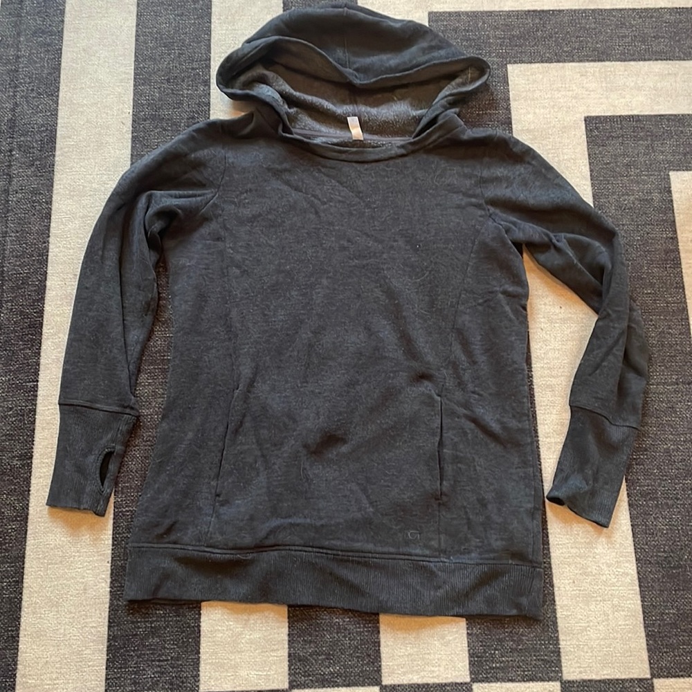 Grey oversized tunic hoodie with thumb holes